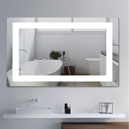 Orren Ellis Monaco Frameless Lighted Bathroom/Vanity Mirror & Reviews